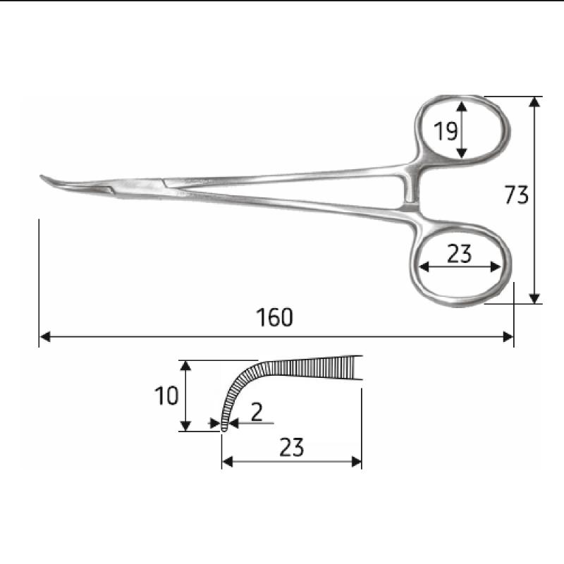 Затискач судинний і лігатурний Gemini , 16 см, зігнутий, J-17-225. Surgicon